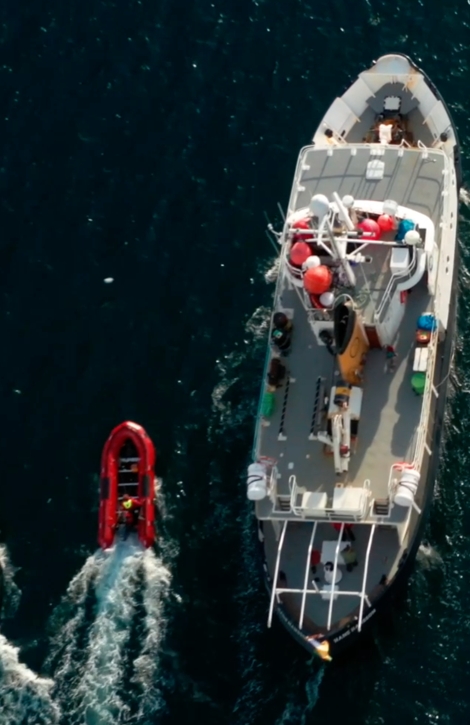 Aerial view of the expedition vessel